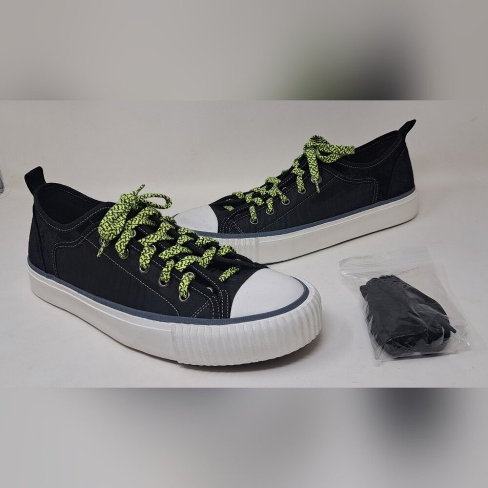 Lanvin Men's Low-Top Sneakers Black Velvet Nylon Layered Size 8 US